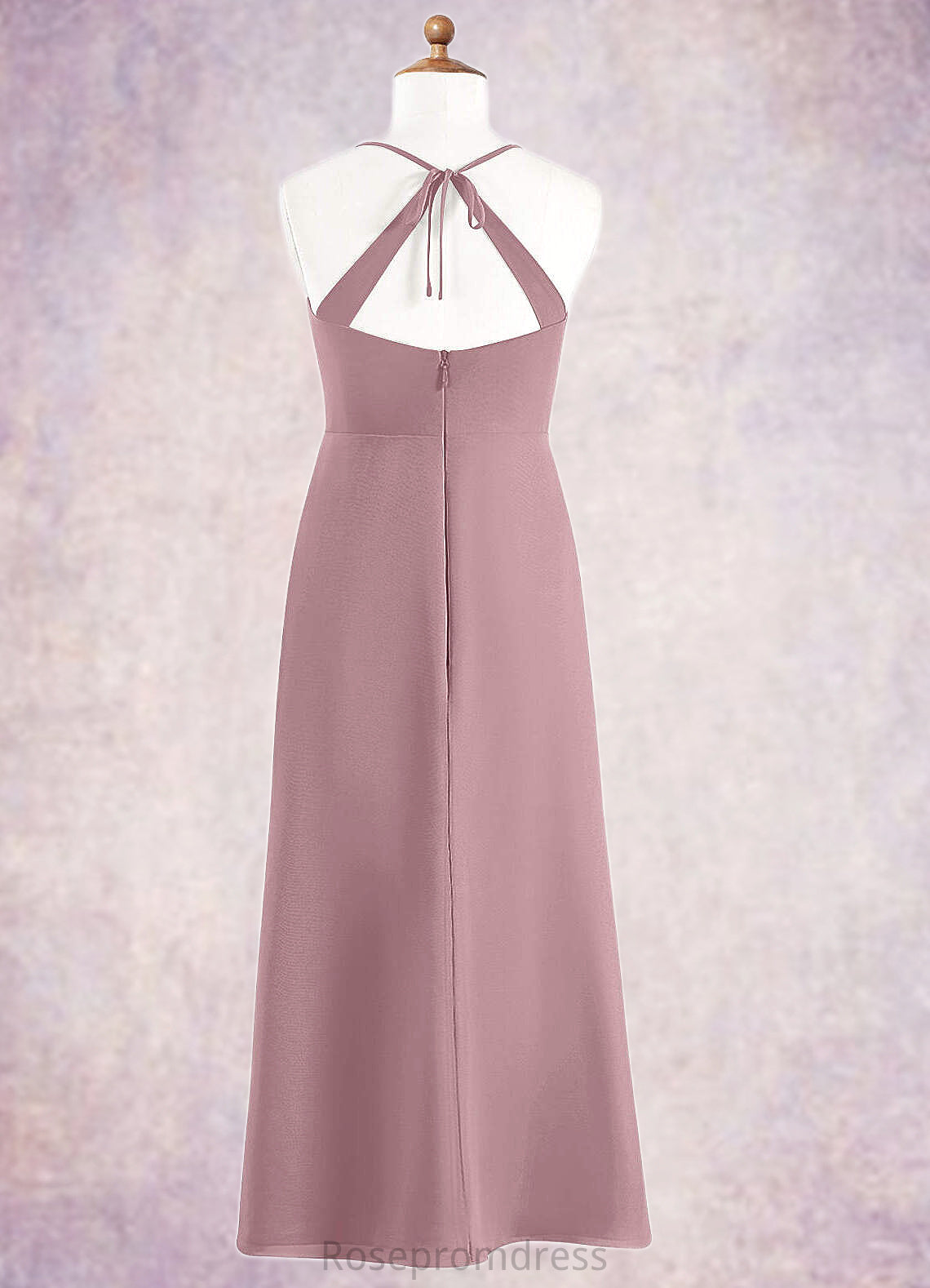 Taryn A-Line Chiffon Floor-Length Junior Bridesmaid Dress dusty rose SRSP0022856