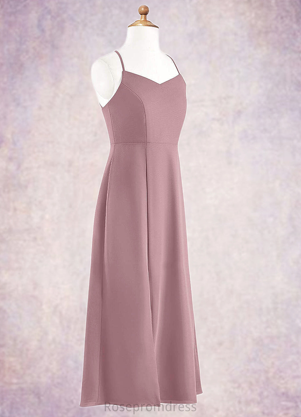 Taryn A-Line Chiffon Floor-Length Junior Bridesmaid Dress dusty rose SRSP0022856