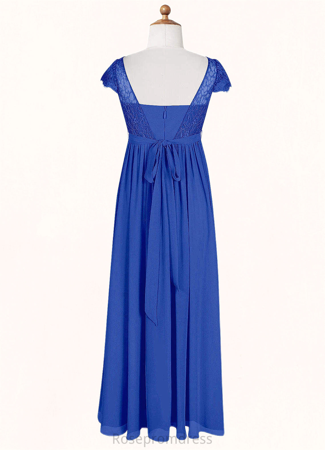 Nadine A-Line Pleated Chiffon Floor-Length Junior Bridesmaid Dress Royal Blue SRSP0022863