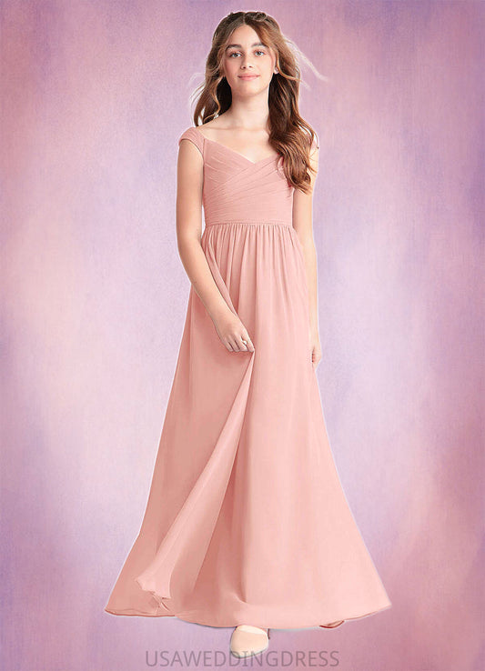 Cherish A-Line Pleated Chiffon Floor-Length Junior Bridesmaid Dress Rosette DSP0022868