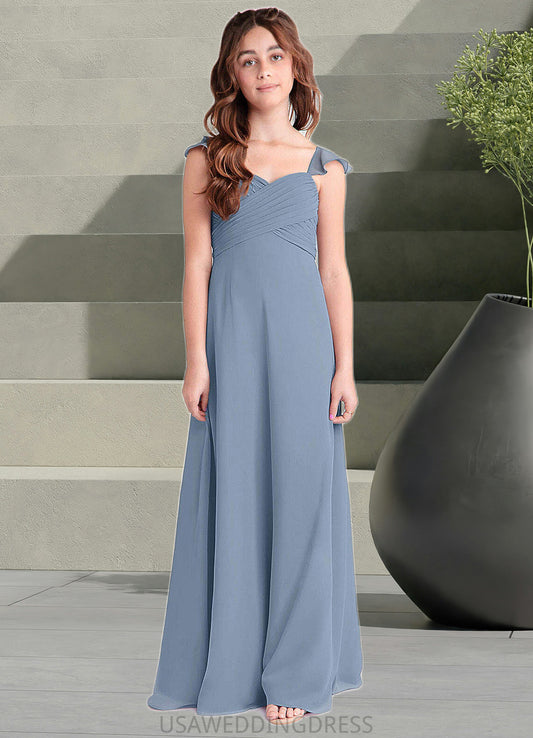 Gracelyn A-Line Sweetheart Neckline Chiffon Floor-Length Junior Bridesmaid Dress dusty blue DSP0022869