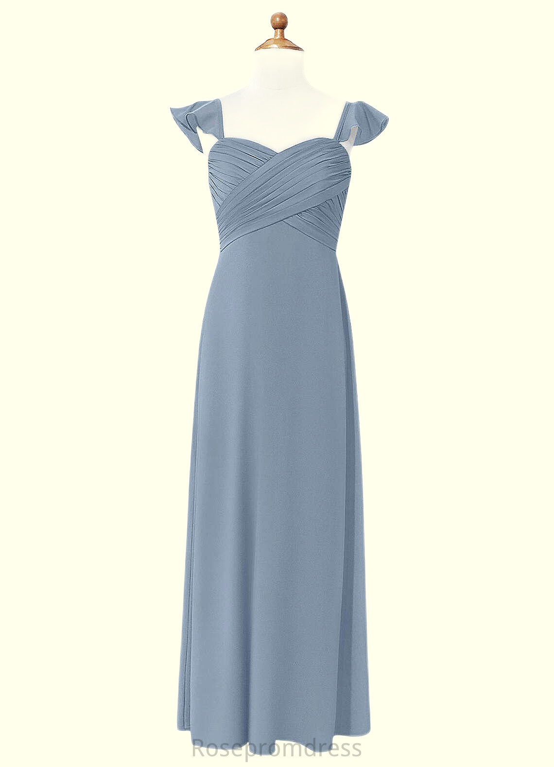 Esme A-Line Sweetheart Neckline Chiffon Floor-Length Junior Bridesmaid Dress dusty blue SRSP0022869