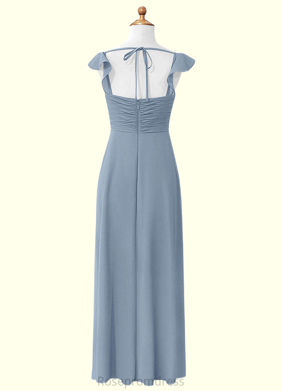 Esme A-Line Sweetheart Neckline Chiffon Floor-Length Junior Bridesmaid Dress dusty blue SRSP0022869