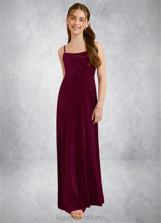 Giada A-Line Velvet Floor-Length Junior Bridesmaid Dress Cabernet SRSP0022870