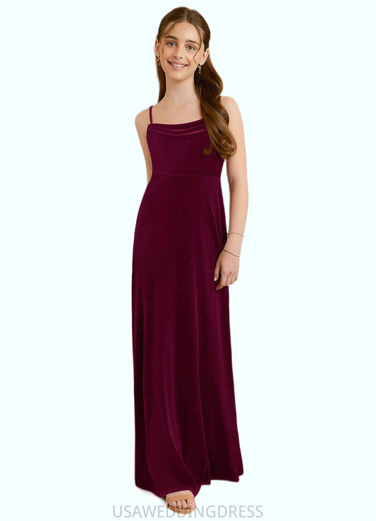 Rhianna A-Line Velvet Floor-Length Junior Bridesmaid Dress Cabernet DSP0022870