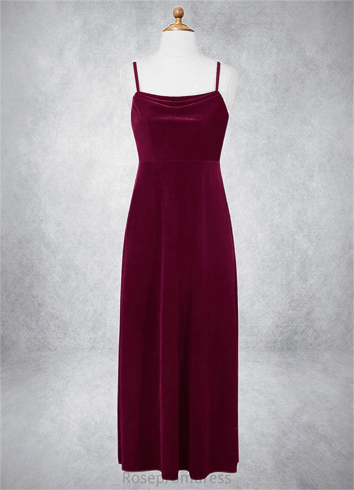 Giada A-Line Velvet Floor-Length Junior Bridesmaid Dress Cabernet SRSP0022870