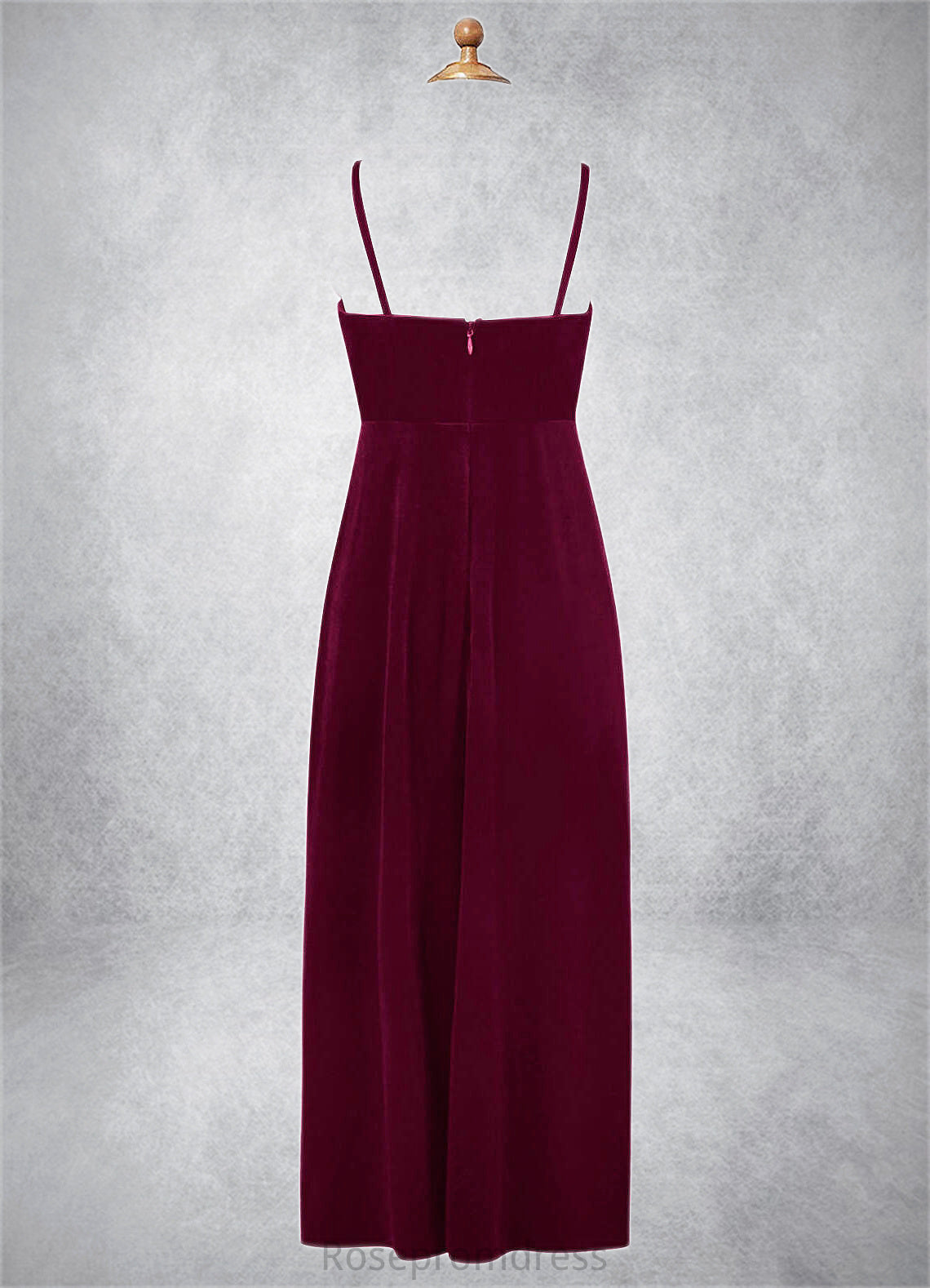 Giada A-Line Velvet Floor-Length Junior Bridesmaid Dress Cabernet SRSP0022870