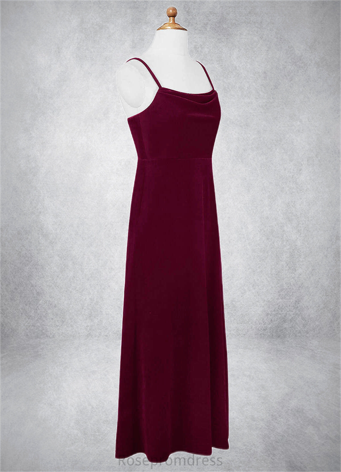 Giada A-Line Velvet Floor-Length Junior Bridesmaid Dress Cabernet SRSP0022870