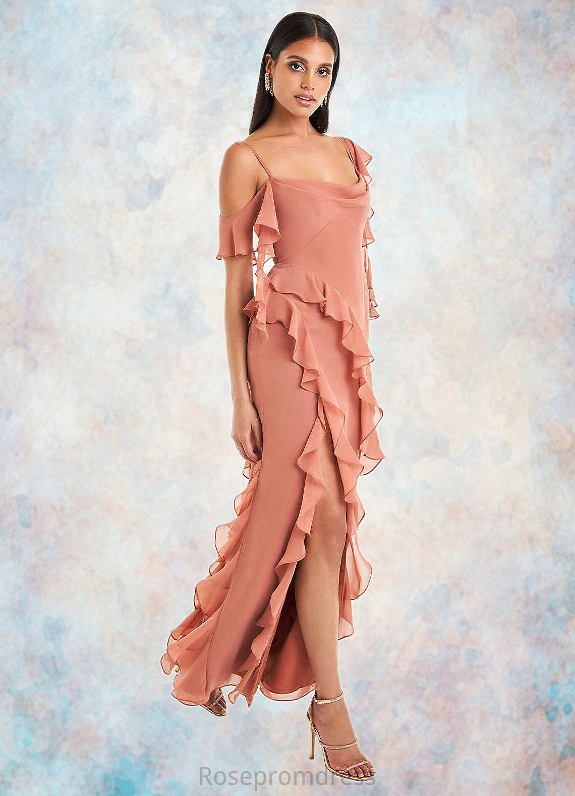 Quintina Francesca Copper Ruffle Gown Atelier Dresses | Azazie SRSP0022878