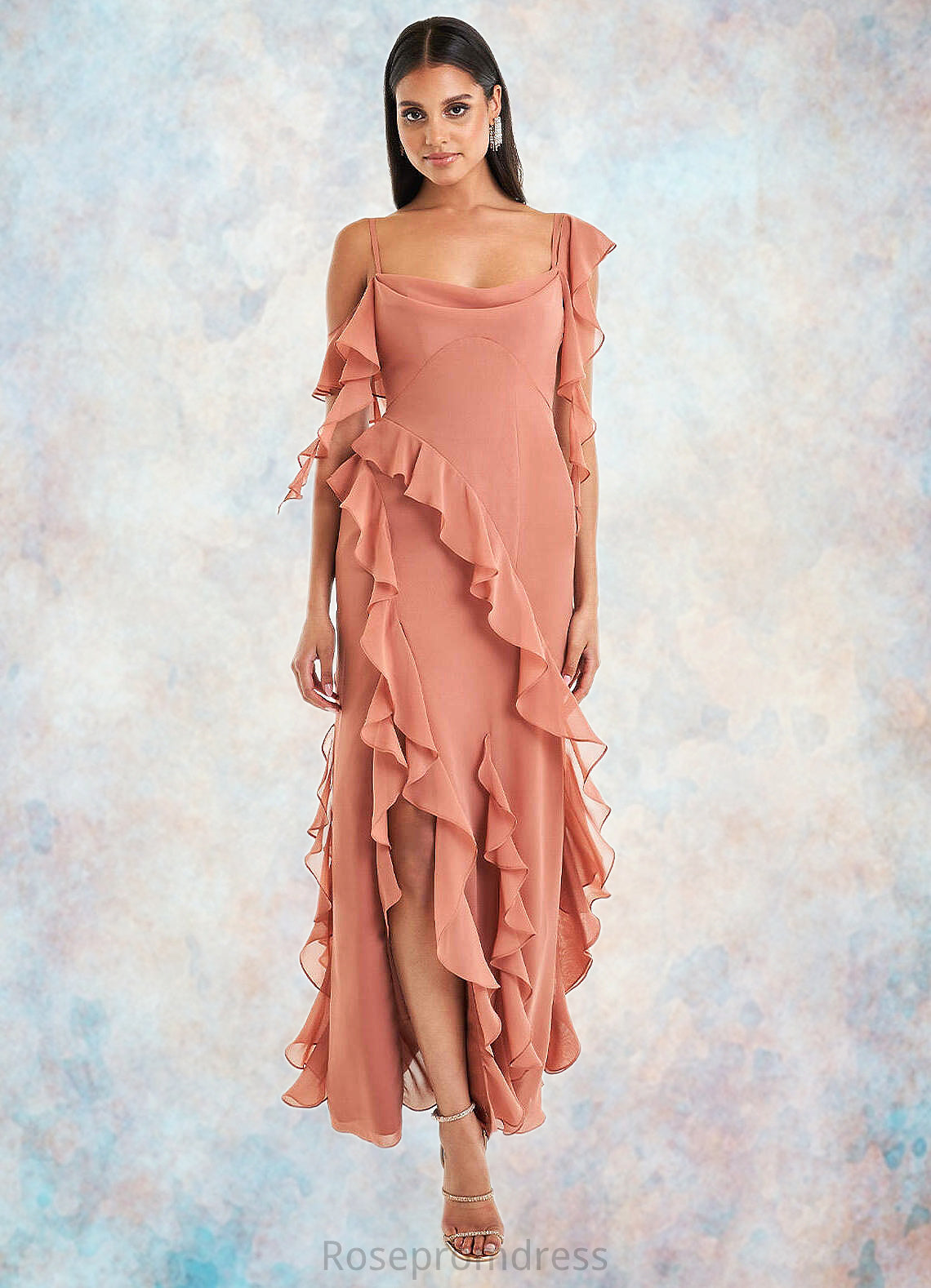 Quintina Francesca Copper Ruffle Gown Atelier Dresses | Azazie SRSP0022878