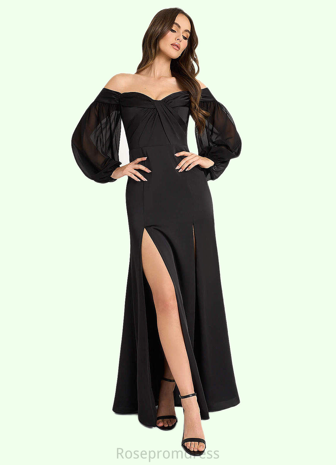 Aurora Maxine Black Off the Shoulder Maxi Dress Atelier Dresses | Azazie SRSP0022879