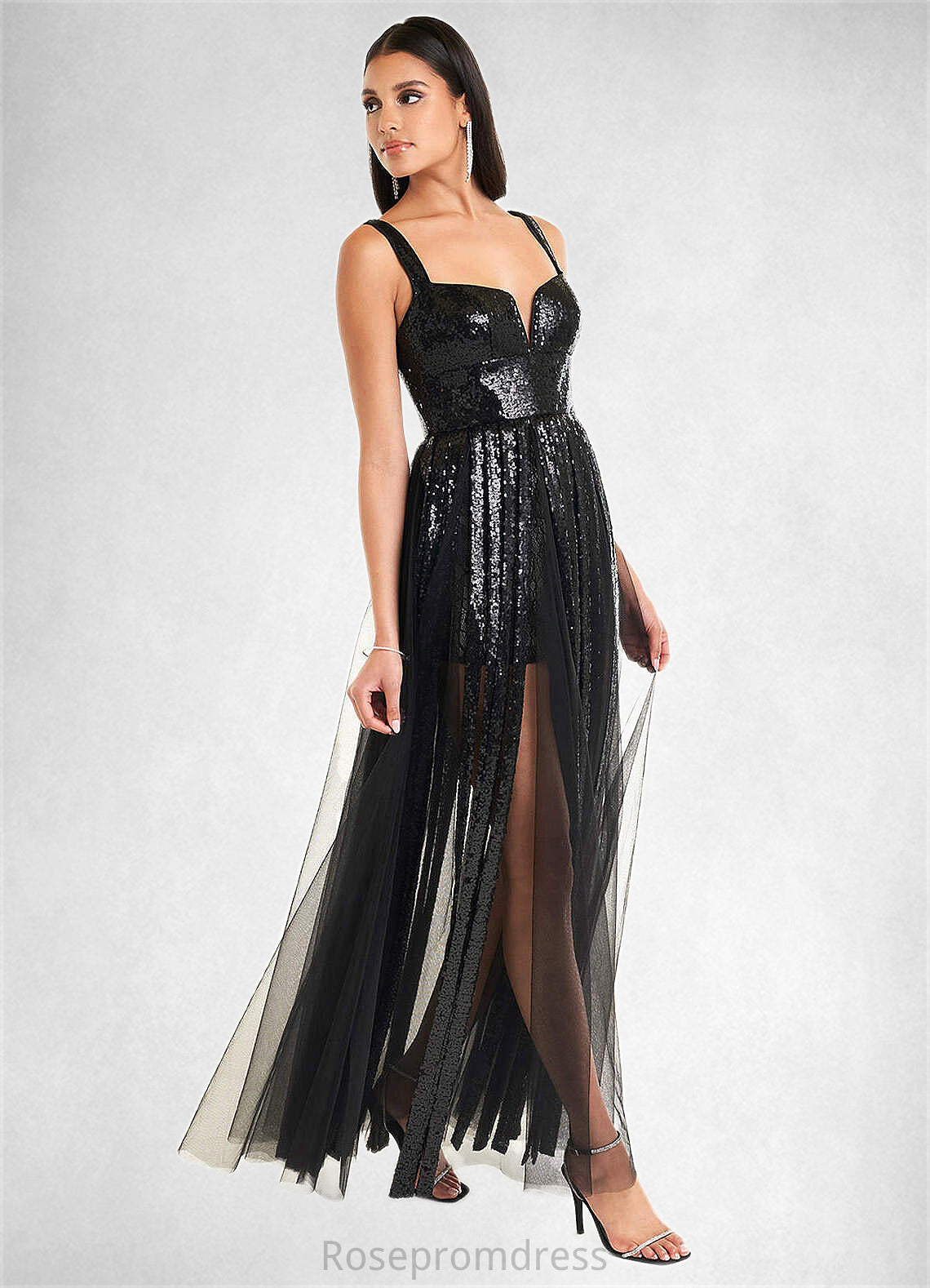 Frida Roxanne Black Gladiator Gown Atelier Dresses | Azazie SRSP0022882