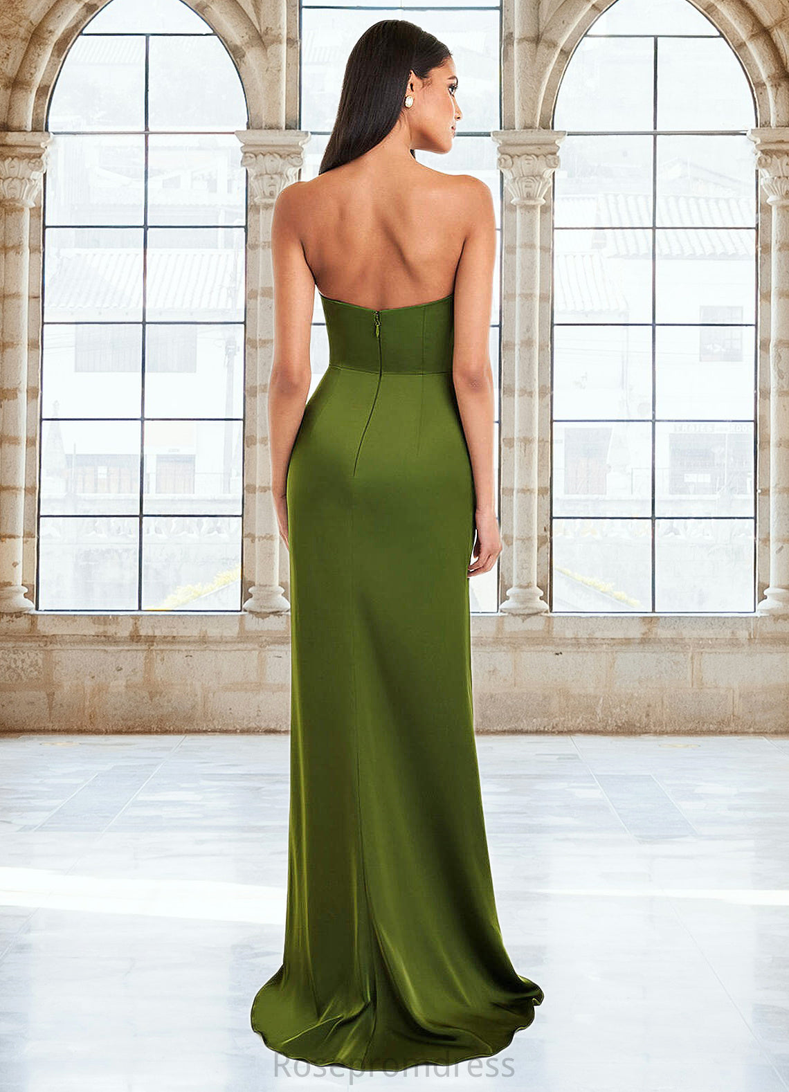 Taliyah Roslyn Olive Green Rosette Gown Atelier Dresses | Azazie SRSP0022884