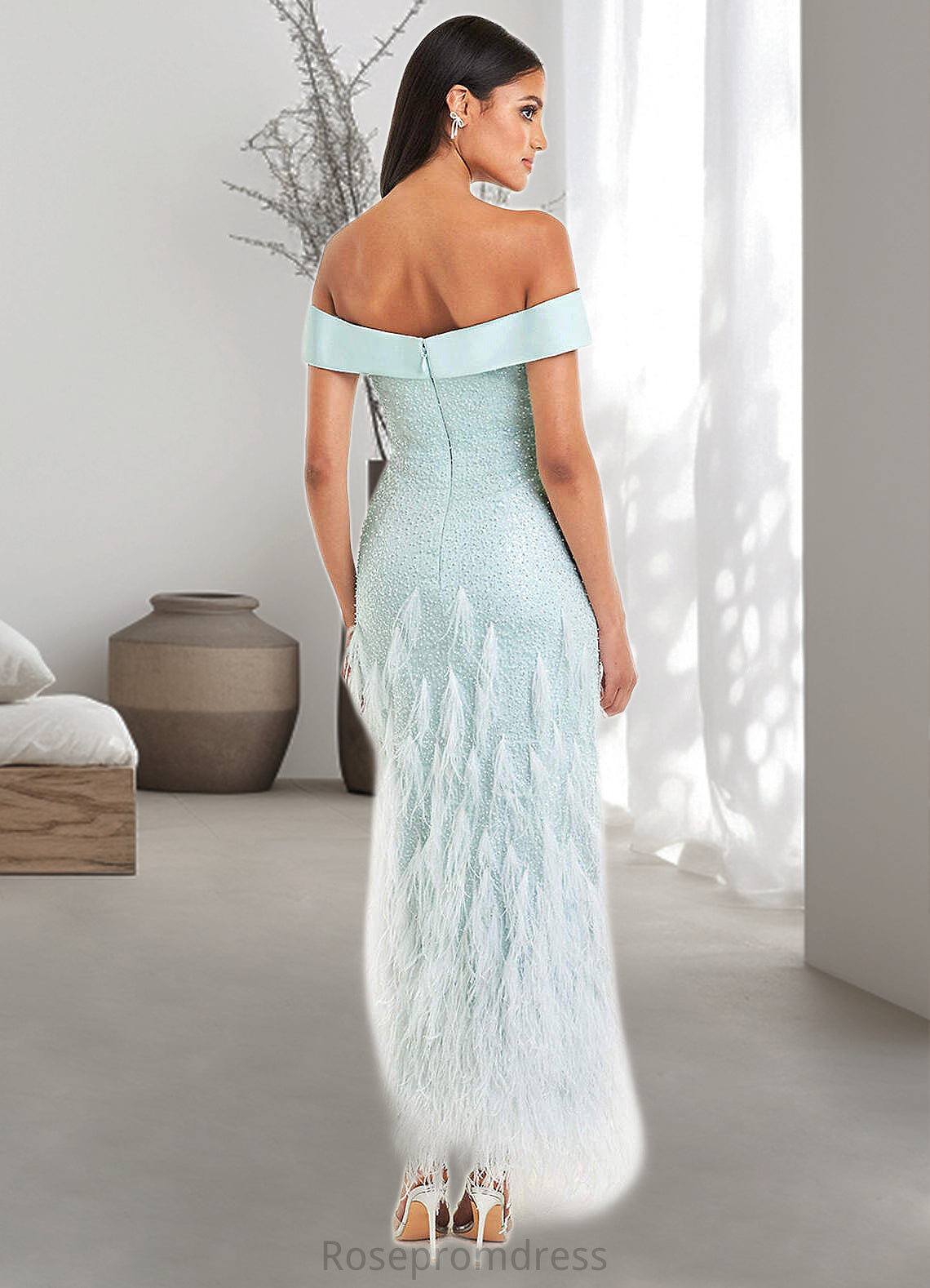 Susanna Heidi Mint Blue Feather Gown Atelier Dresses | Azazie SRSP0022889