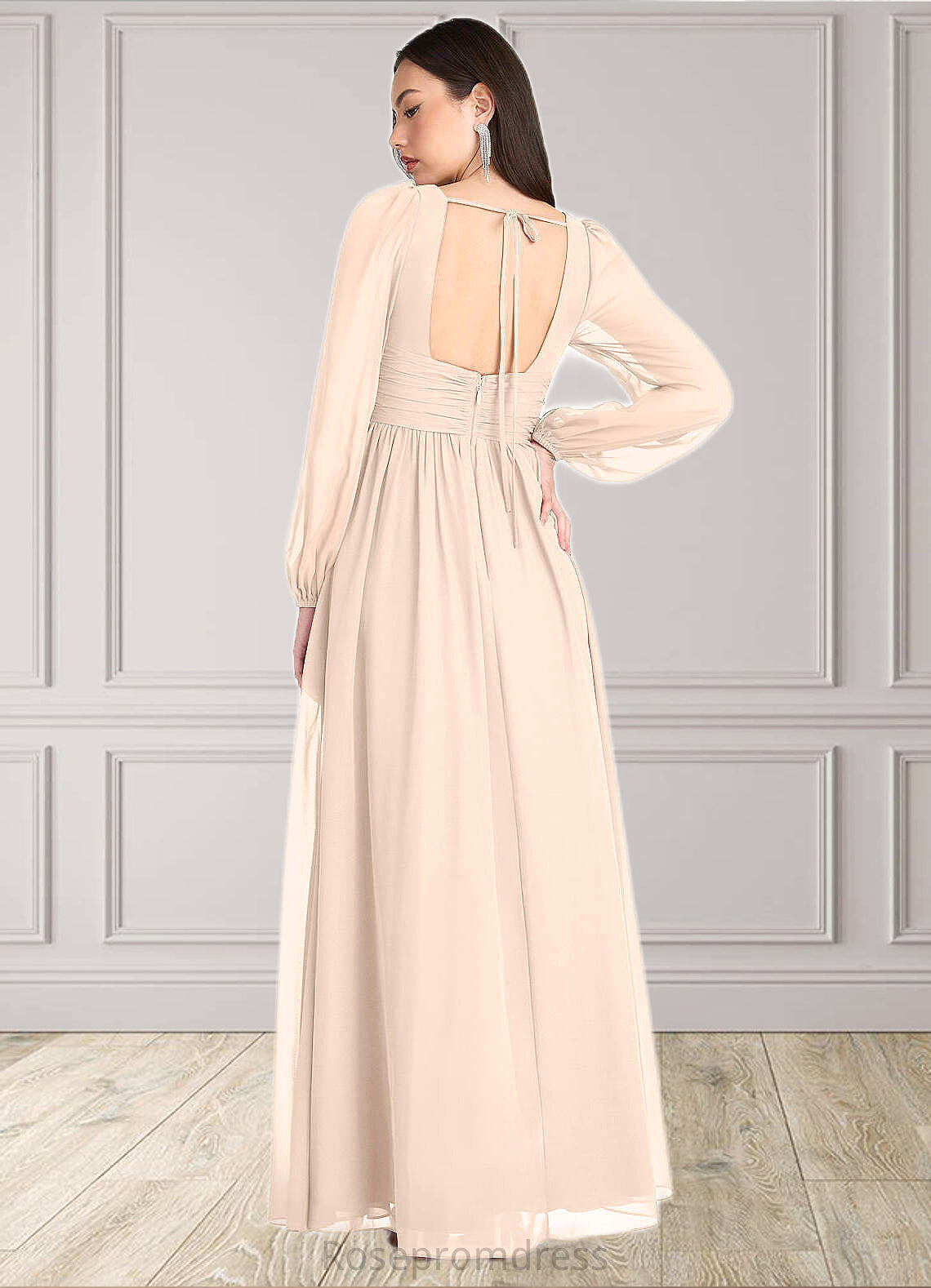 Reina Kelly Cream Long Sleeve Maxi Dress Atelier Dresses | Azazie SRSP0022893