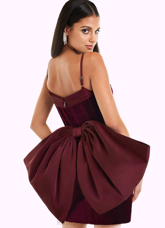 Myla Joanna Wine Bow Mini Dress Atelier Dresses | Azazie SRSP0022894