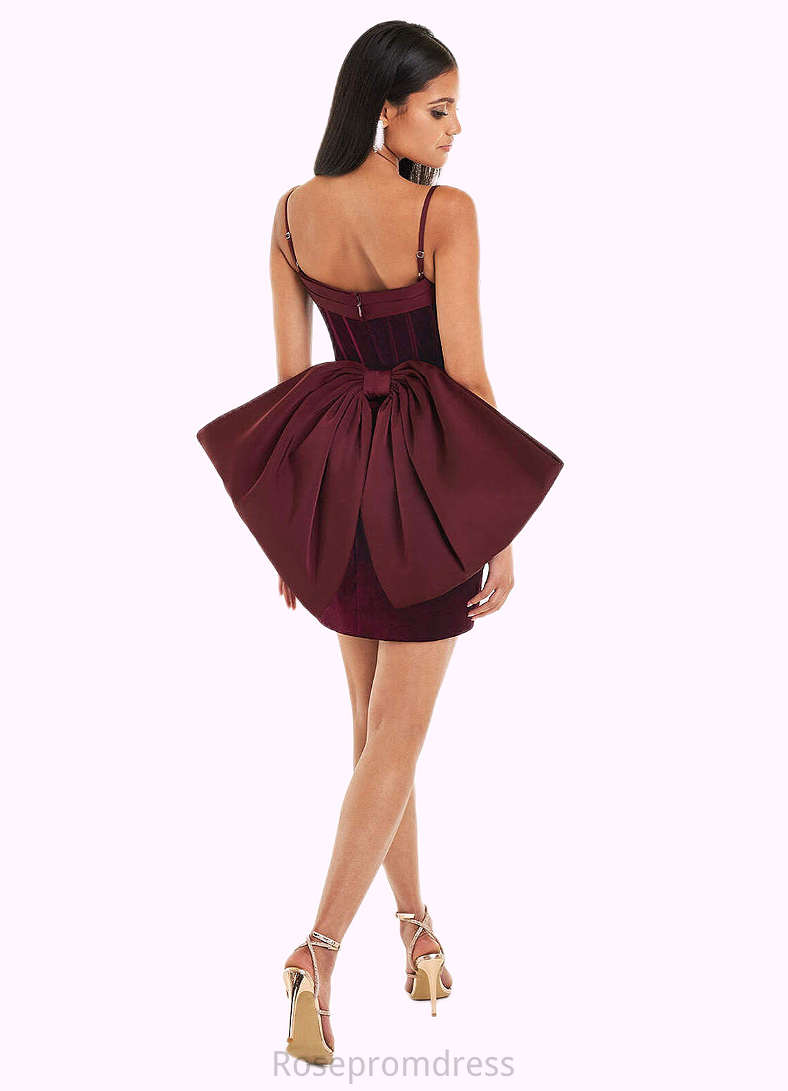 Myla Joanna Wine Bow Mini Dress Atelier Dresses | Azazie SRSP0022894