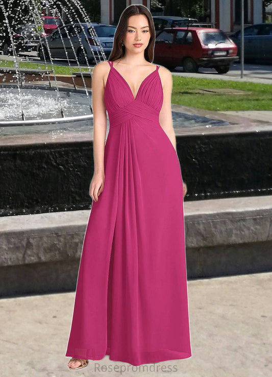 Allie April Hot Pink V Neck Maxi Dress Atelier Dresses | Azazie SRSP0022895