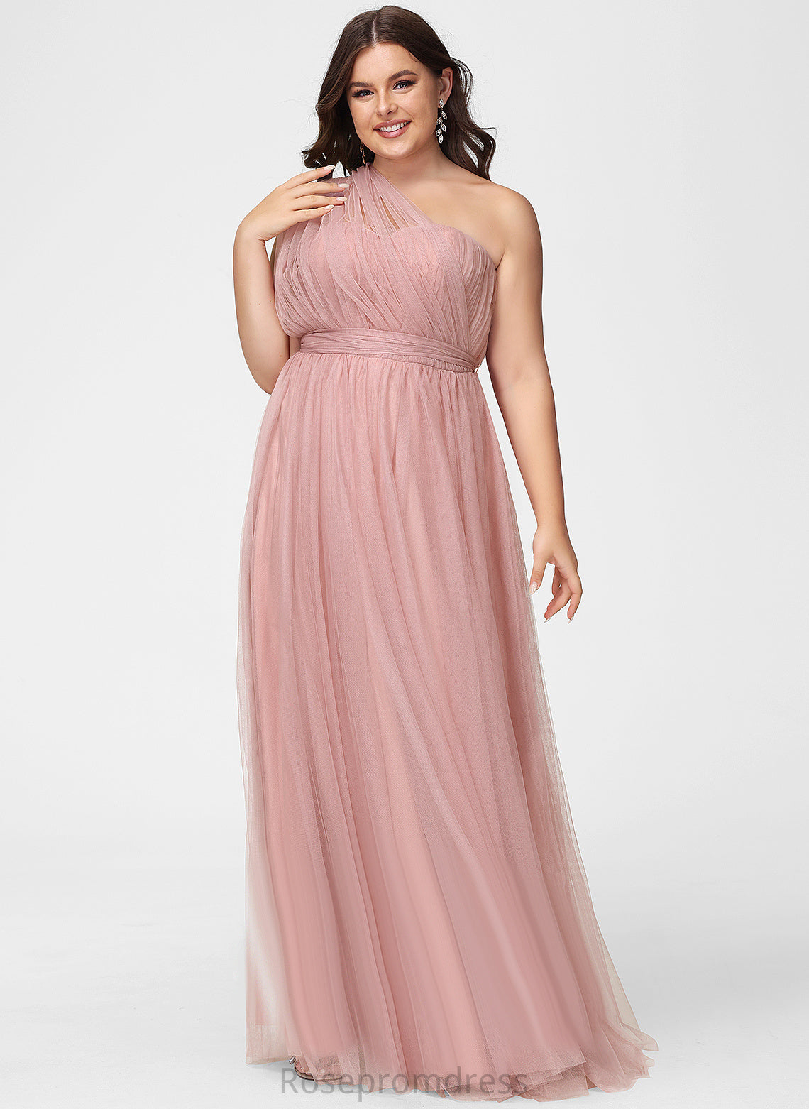 Tulle Fabric Neckline V-Neck OfftheShoulder Straps&Sleeves Length Floor-Length A-line OneShoulder Silhouette Terri Bridesmaid Dresses