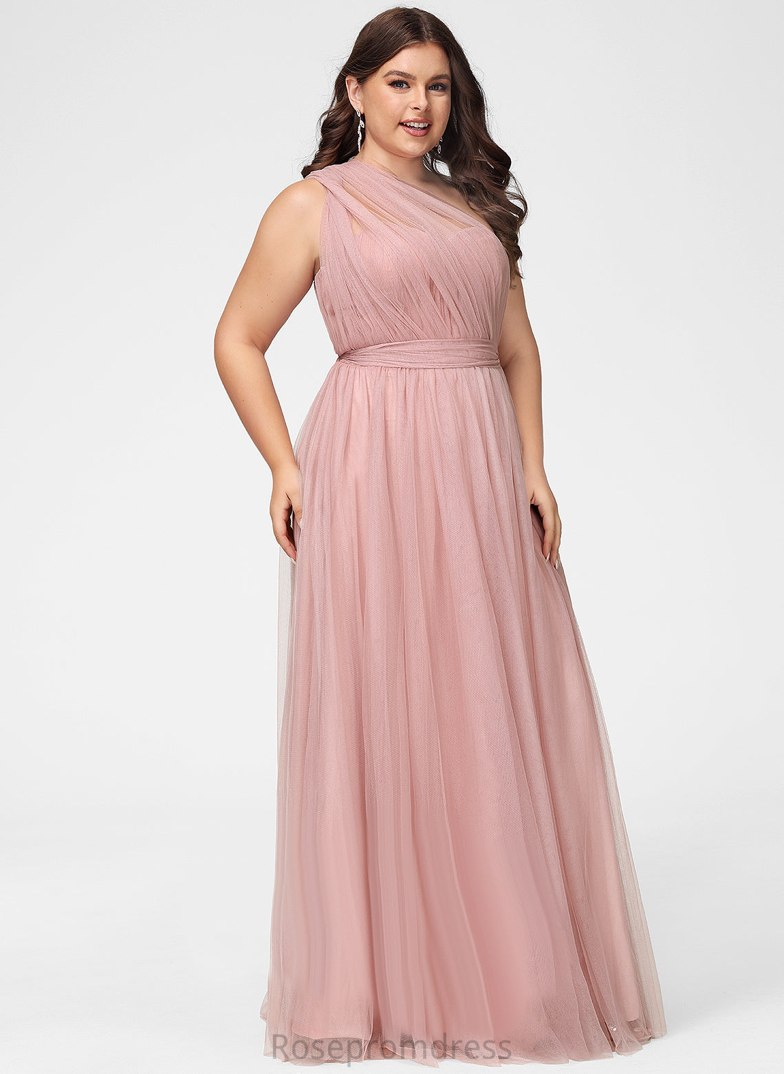 Tulle Fabric Neckline V-Neck OfftheShoulder Straps&Sleeves Length Floor-Length A-line OneShoulder Silhouette Terri Bridesmaid Dresses