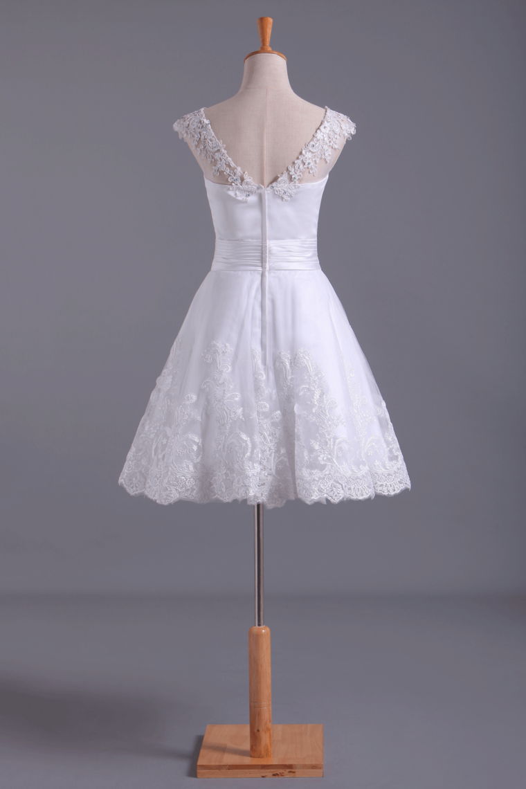 2024 White Unique Homecoming Dress A Line Short/Mini Tulle With Applique