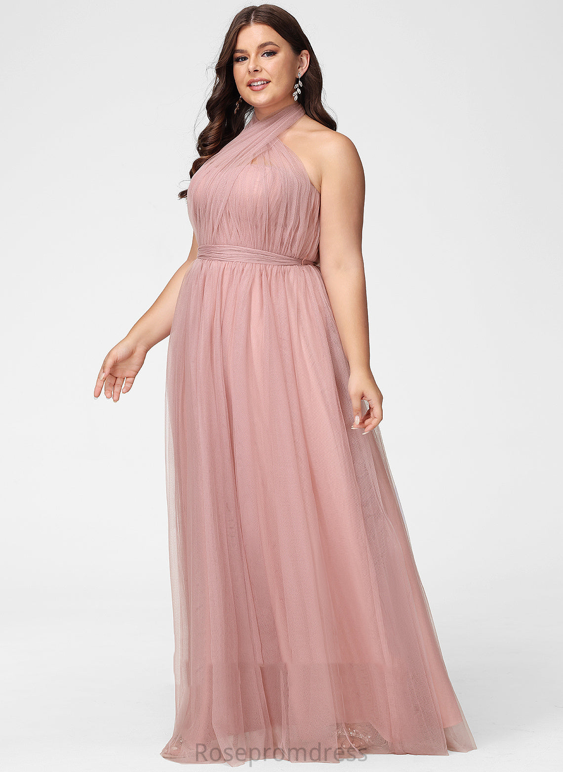 Off-the-Shoulder One-Shoulder A-Line Length Floor-Length Silhouette V-neck Fabric Neckline Straps Tulle Abby Bridesmaid Dresses