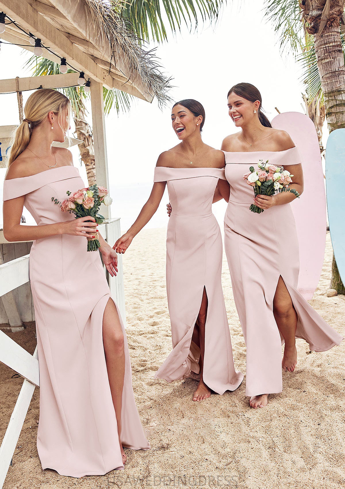 Trumpet/Mermaid Off-the-Shoulder Sleeveless Floor-Length Stretch Crepe Bridesmaid Dresses with Split Abigayle DSP0025217