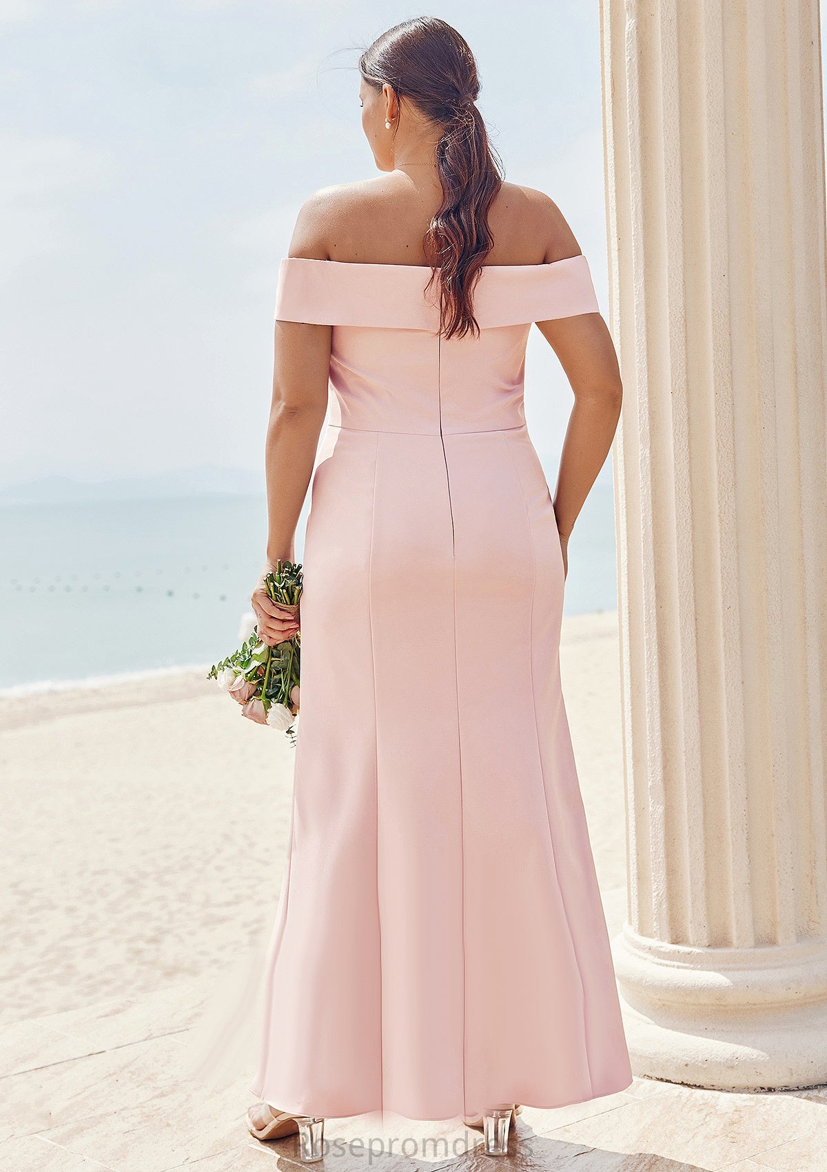 Trumpet/Mermaid Off-the-Shoulder Sleeveless Floor-Length Stretch Crepe Plus Size Bridesmaid Dresses Jordyn SRSP0025261