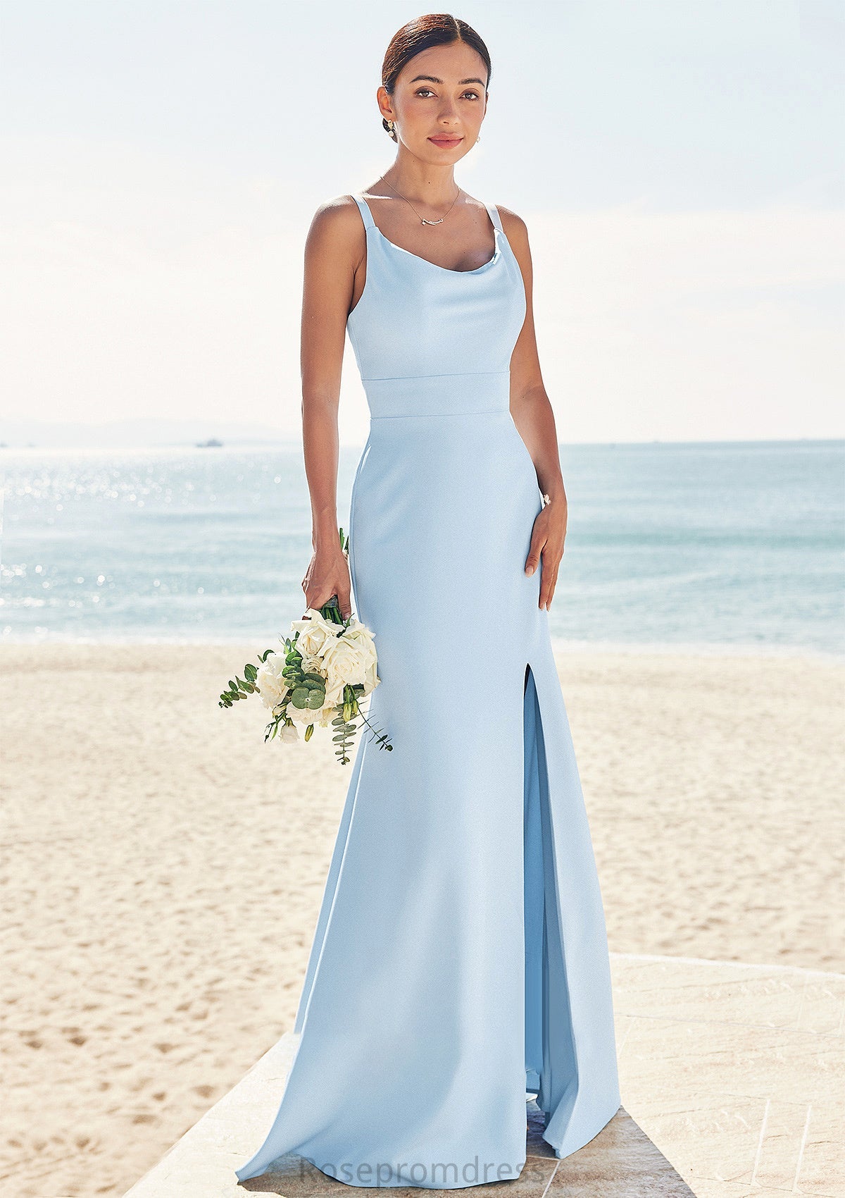 Trumpet/Mermaid Scoop Neck SleevelessFloor-Length Stretch Crepe Bridesmaid Dresses with Split Eleanor SRSP0025271