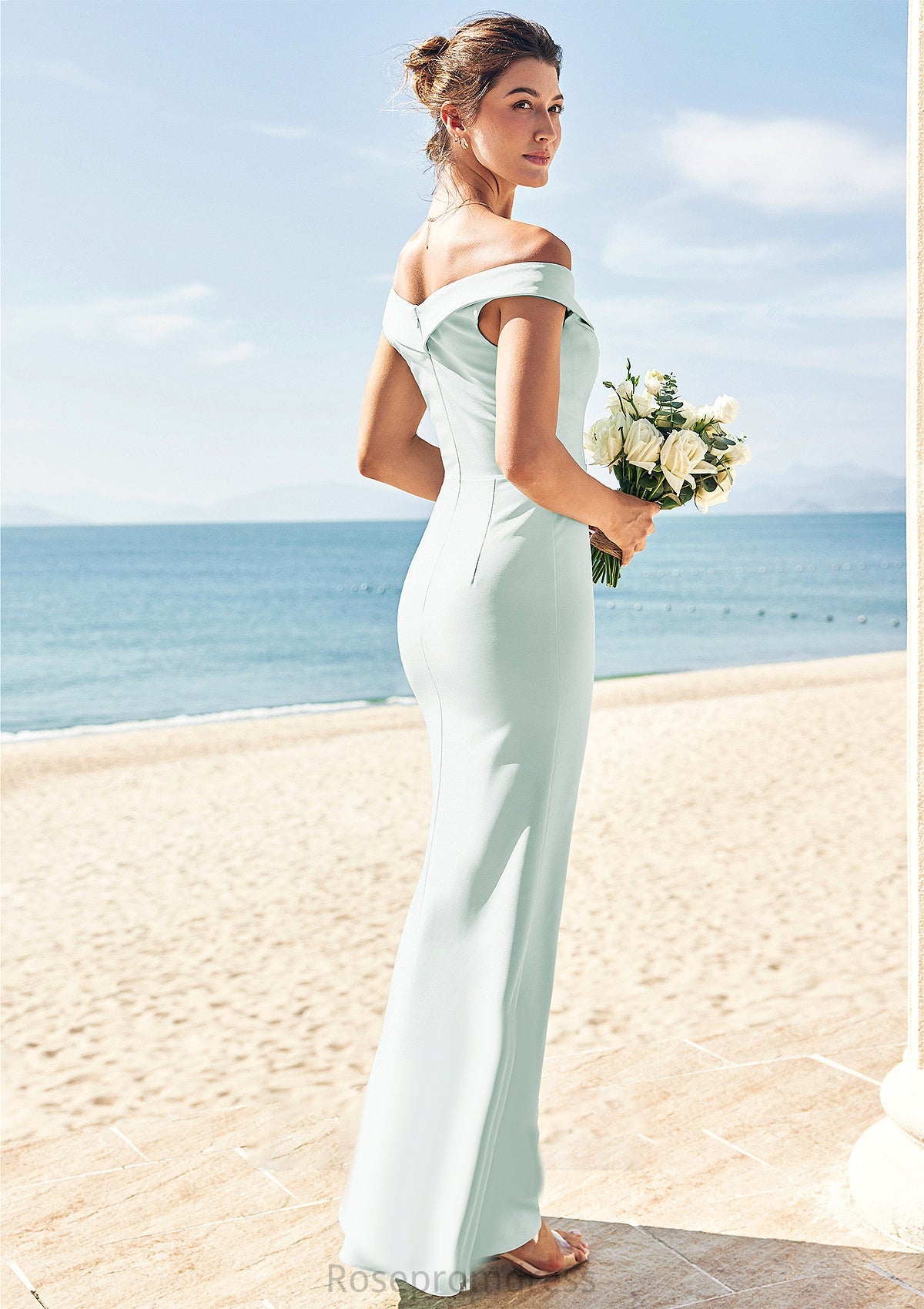 Trumpet/Mermaid Off-the-Shoulder Sleeveless Floor-Length Stretch Crepe Bridesmaid Dresses with Split Kaylynn SRSP0025274