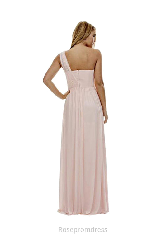 A-Line/Princess One-Shoulder Long/Floor-Length Chiffon Bridesmaid Dresses Natalya SRSP0025329