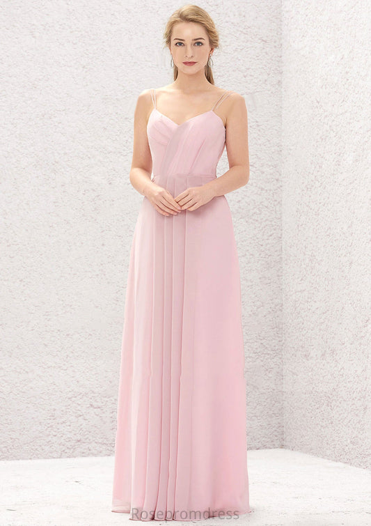 A-line Sweetheart Sleeveless Long/Floor-Length Chiffon Bridesmaid Dresses With Pleated Lana SRSP0025335