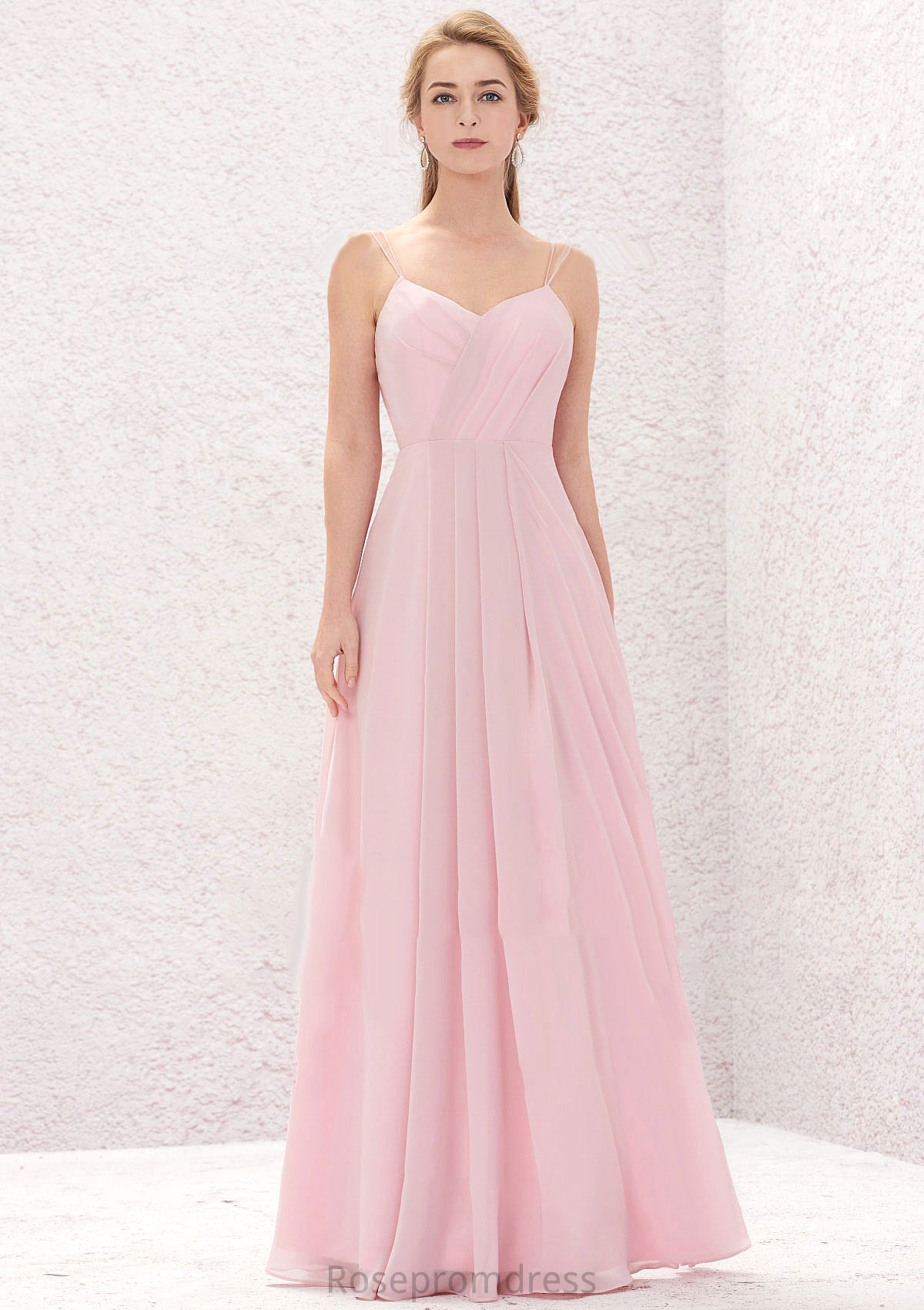 A-line Sweetheart Sleeveless Long/Floor-Length Chiffon Bridesmaid Dresses With Pleated Lana SRSP0025335