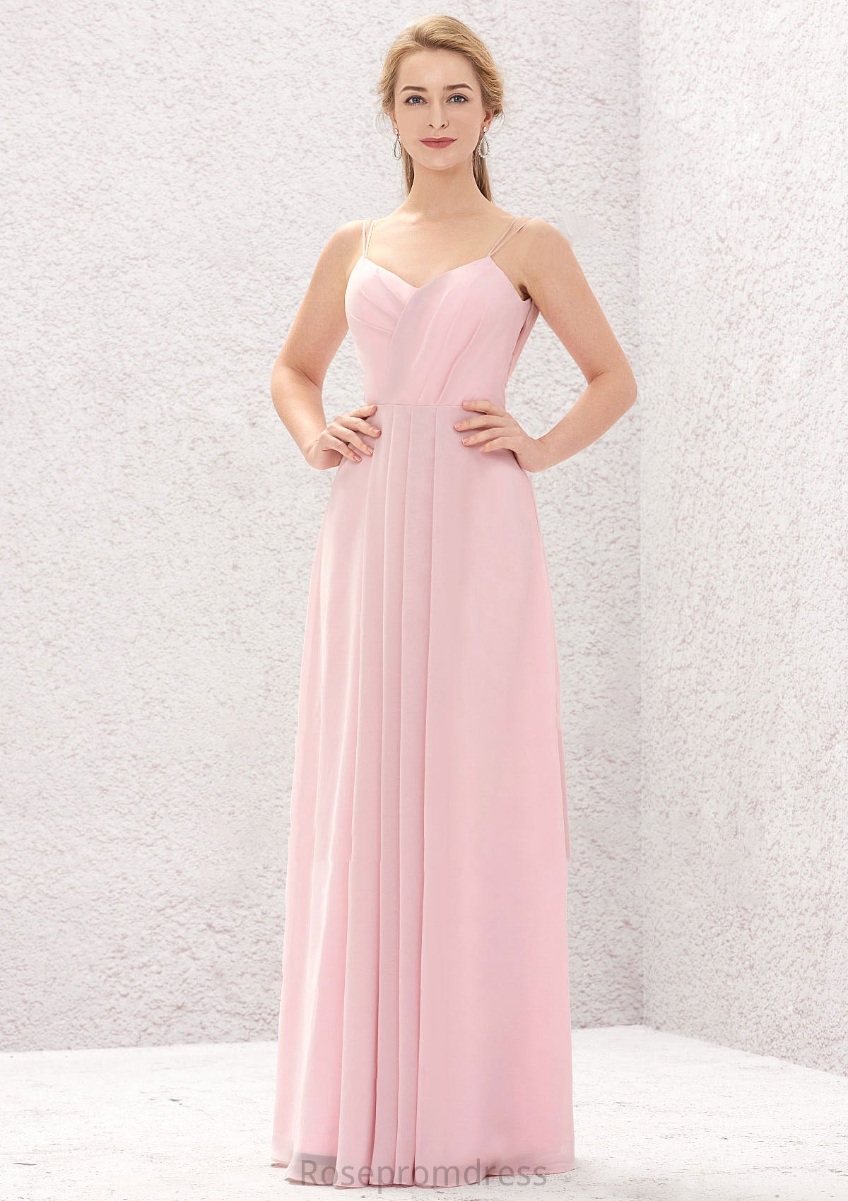 A-line Sweetheart Sleeveless Long/Floor-Length Chiffon Bridesmaid Dresses With Pleated Lana SRSP0025335