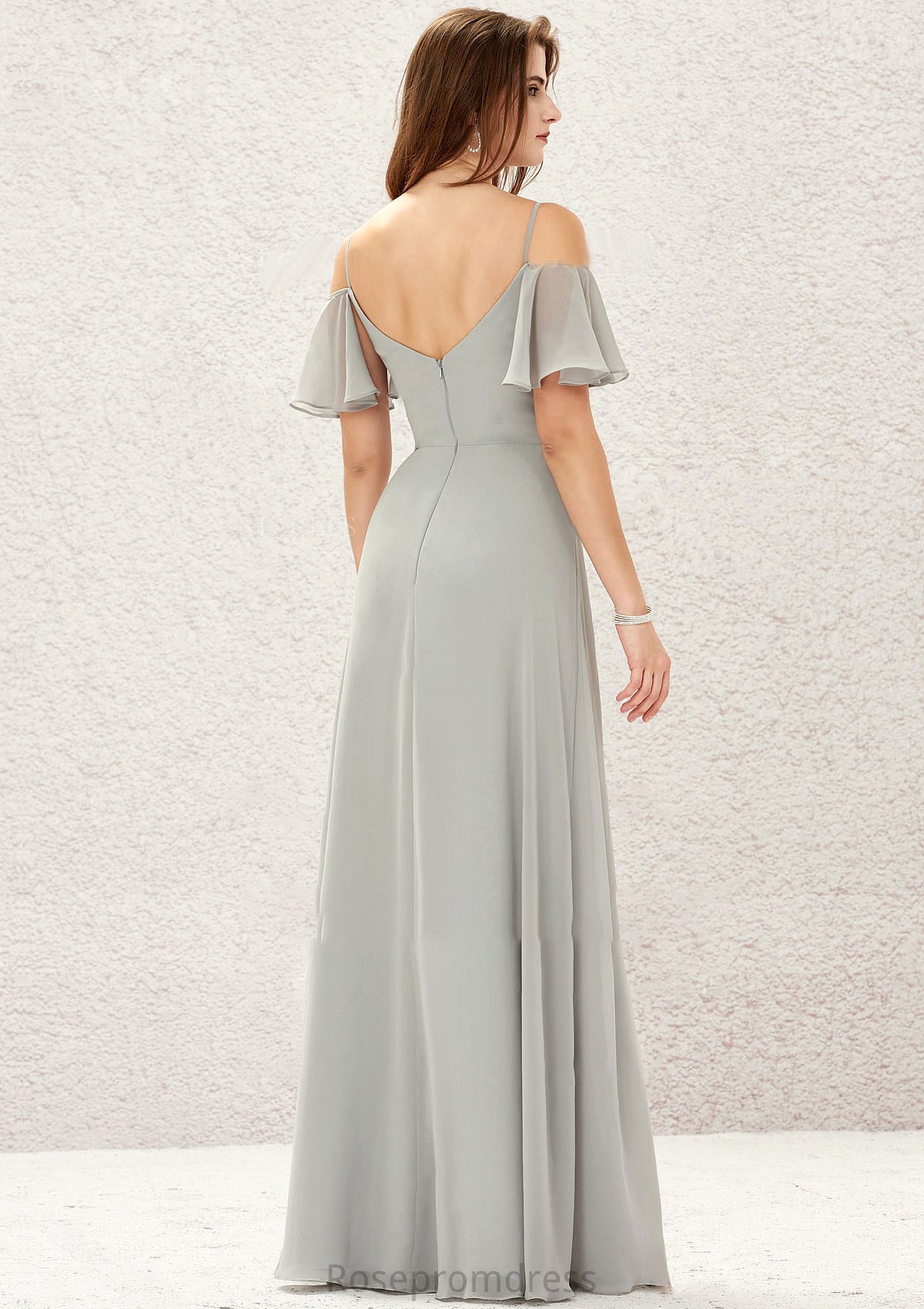 A-line Sweetheart Short Sleeve Long/Floor-Length Chiffon Bridesmaid Dresses With Pleated Lorna SRSP0025338