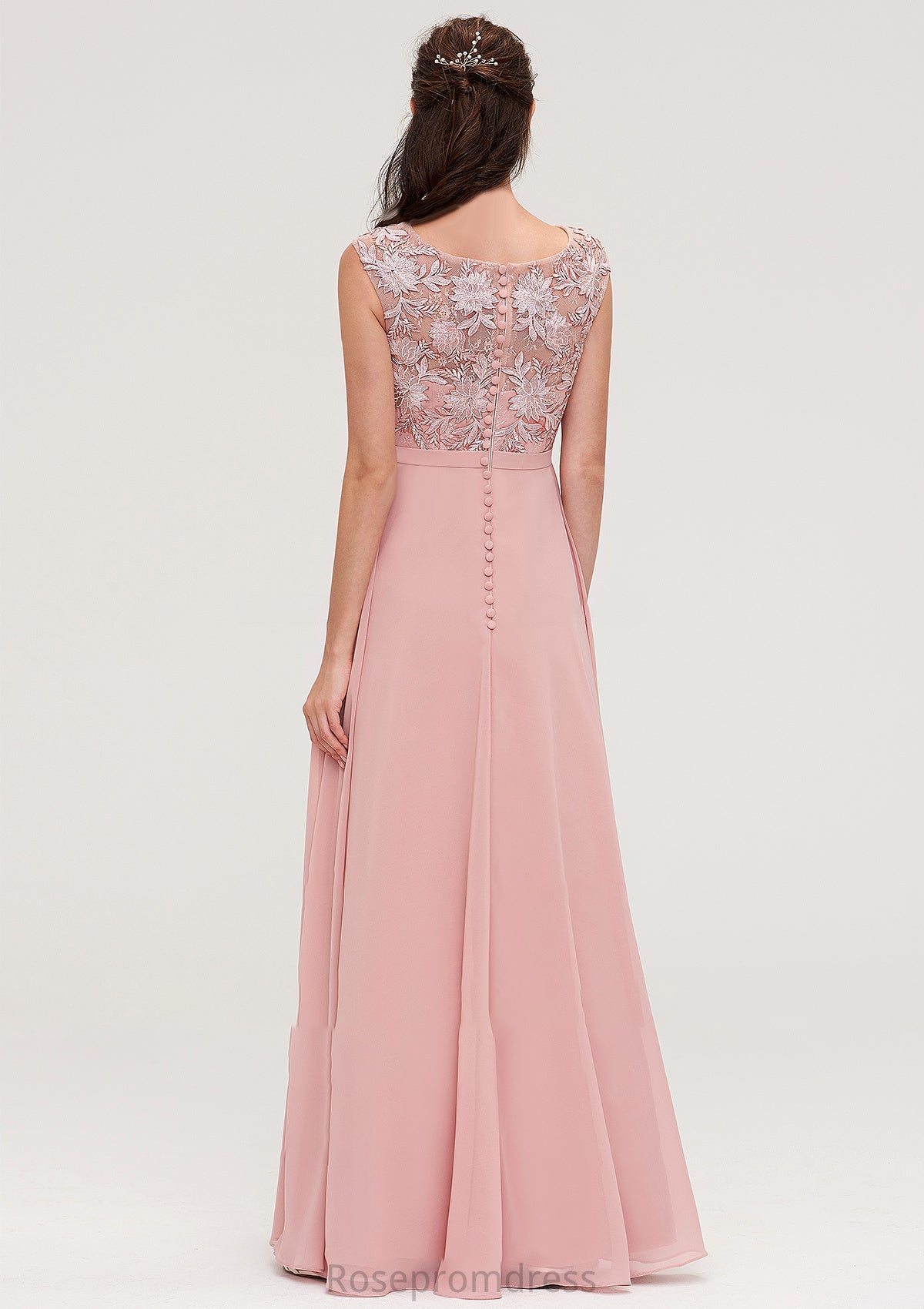 Sleeveless Chiffon A-line/Princess Long/Floor-Length Bridesmaid Dresseses With Sashes Appliqued Eden SRSP0025348