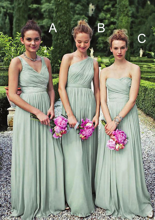 Pleated Sleeveless Floor-Length A-Line Combination Gentle Bridesmaid Dresseses Averi DSP0025353