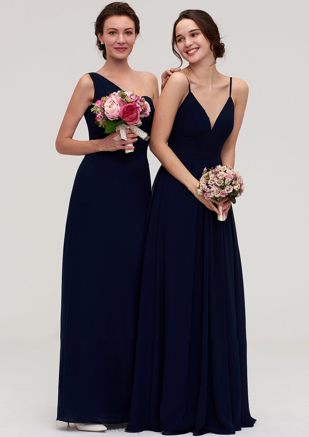 Sleeveless V Neck A-line/Princess Chiffon Long/Floor-Length Bridesmaid Dresseses With Pleated Brylee SRSP0025357