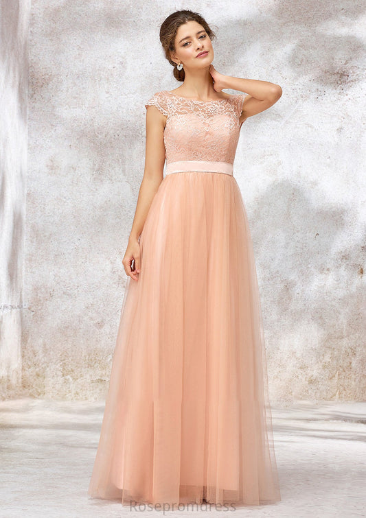 Sleeveless Bateau Long/Floor-Length Tulle A-line/Princess Bridesmaid Dresses With Sashes Lace Dixie SRSP0025405