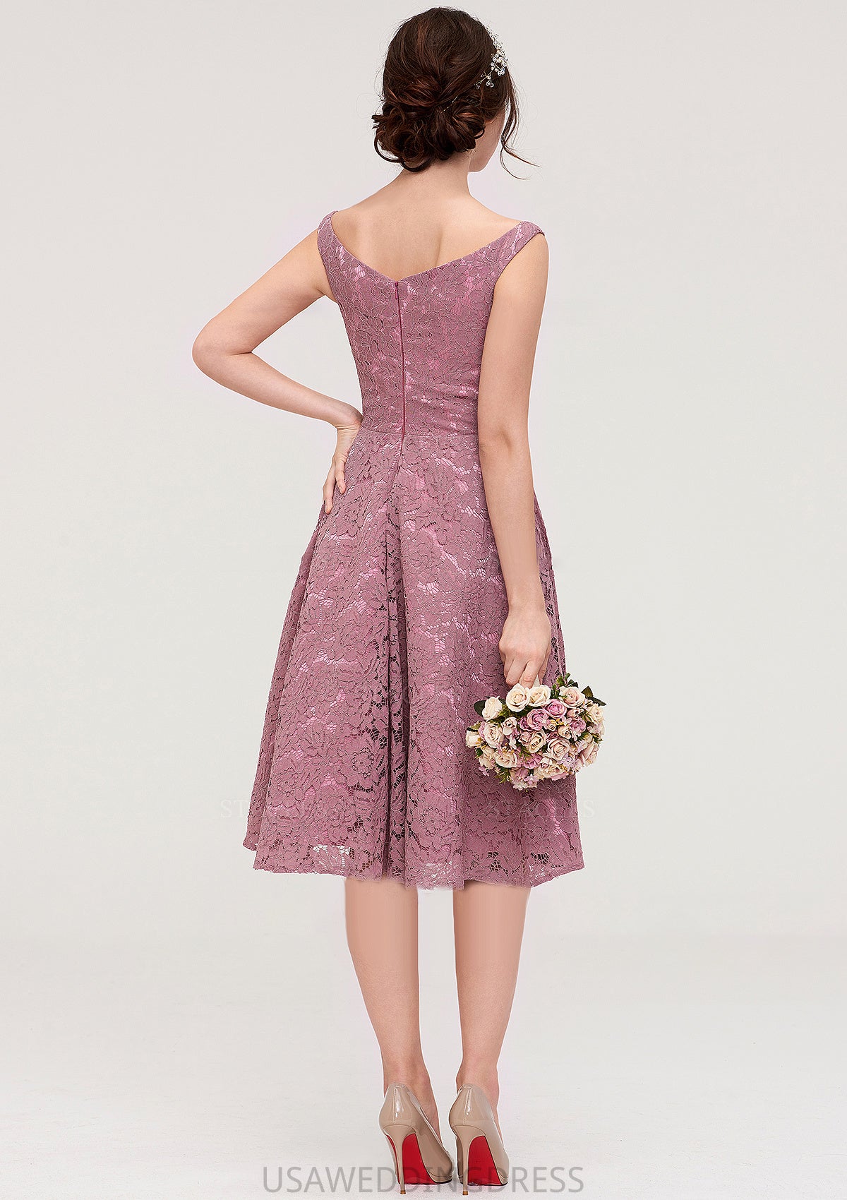 Sweetheart Sleeveless A-line/Princess Lace Knee-Length Bridesmaid Dresses Ella DSP0025421