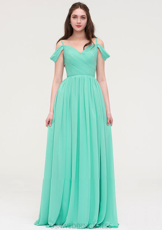 Sweetheart Sleeveless Long/Floor-Length Chiffon A-line/Princess Bridesmaid Dresses With Pleated Rowan DSP0025422