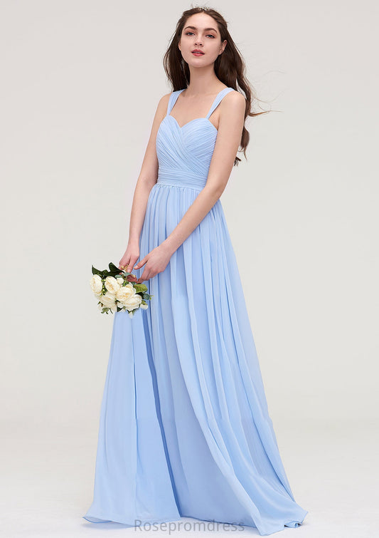 Sleeveless Sweetheart Long/Floor-Length Chiffon A-line/Princess Bridesmaid Dresses With Pleated Kay SRSP0025437