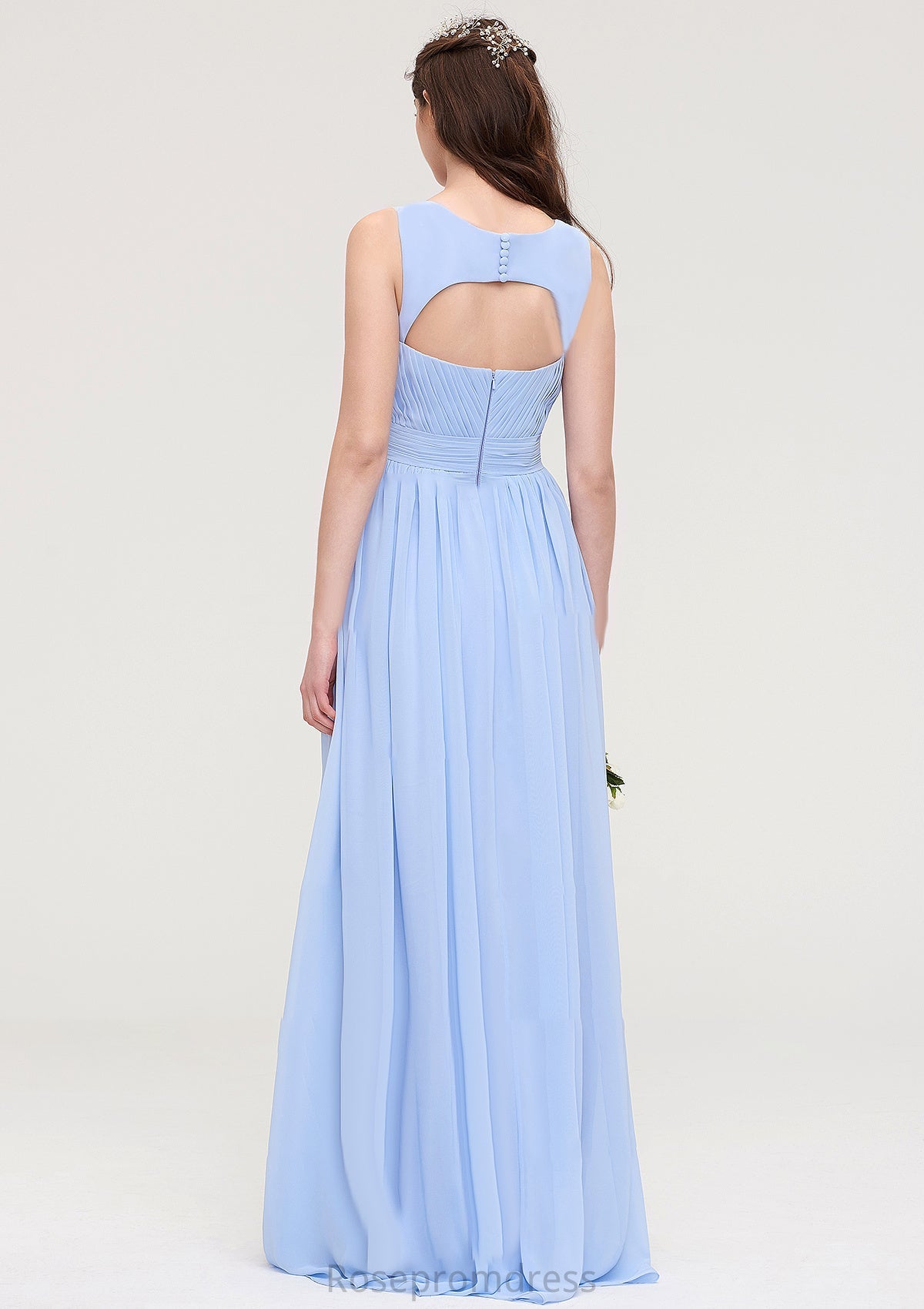 Sleeveless Sweetheart Long/Floor-Length Chiffon A-line/Princess Bridesmaid Dresses With Pleated Kay SRSP0025437