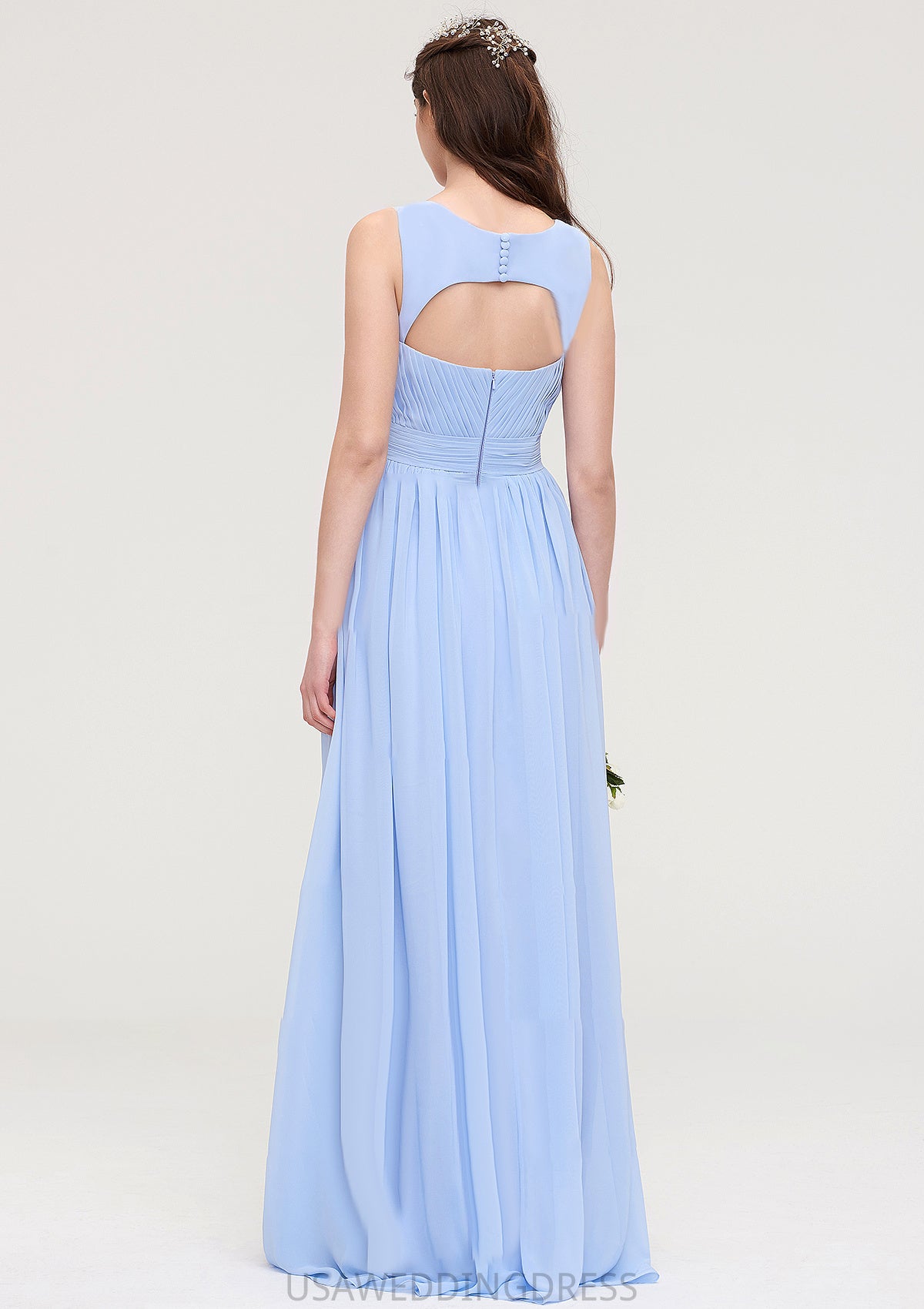 Sleeveless Sweetheart Long/Floor-Length Chiffon A-line/Princess Bridesmaid Dresses With Pleated Leyla DSP0025437