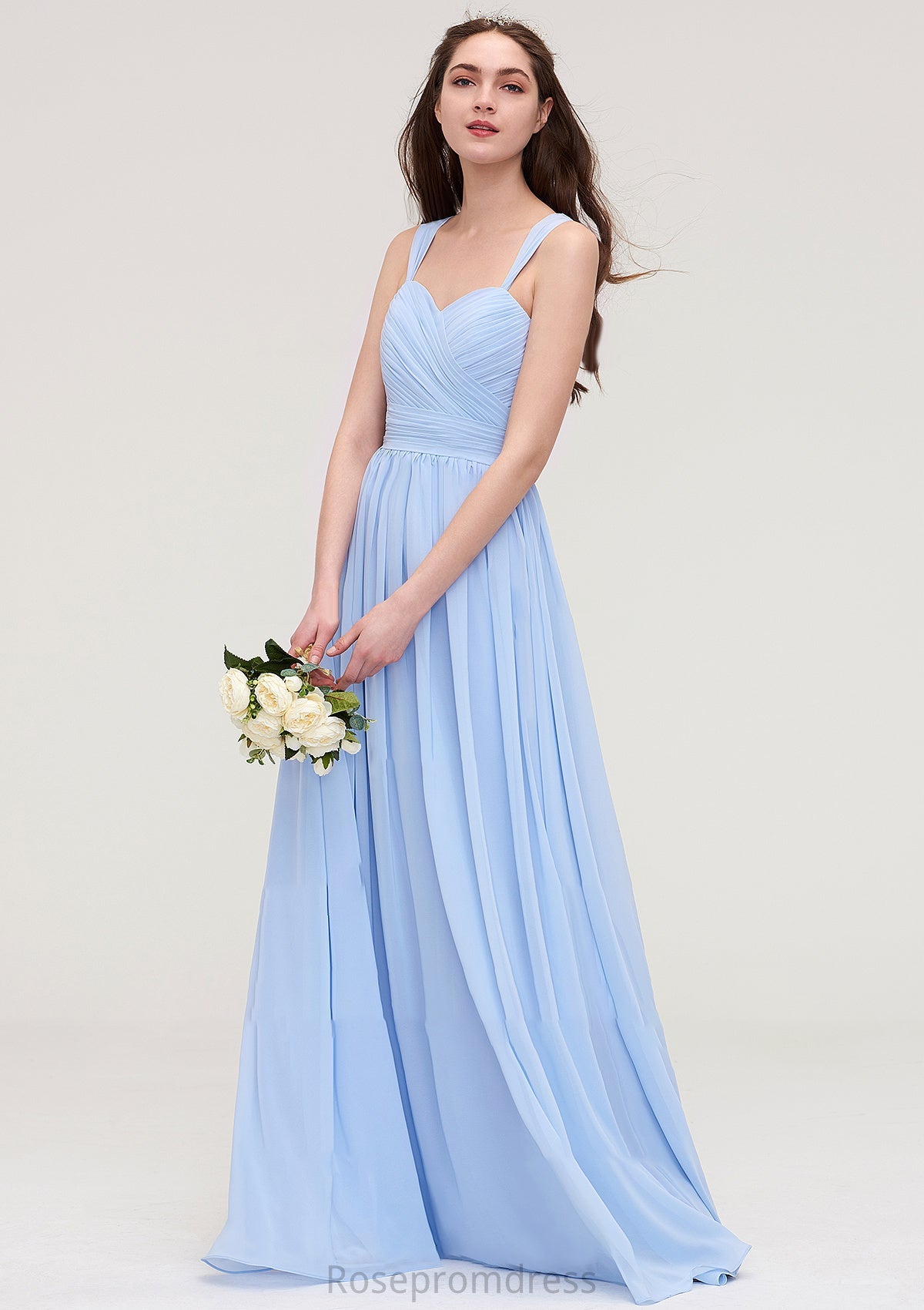 Sleeveless Sweetheart Long/Floor-Length Chiffon A-line/Princess Bridesmaid Dresses With Pleated Kay SRSP0025437