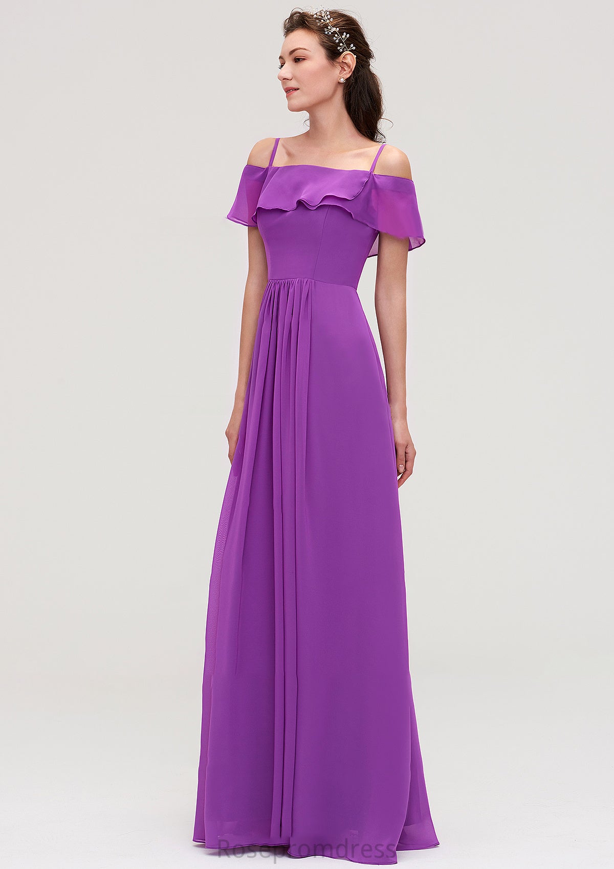 Sleeveless Off-the-Shoulder Chiffon A-line/Princess Long/Floor-Length Bridesmaid Dresseses With Ruffles Courtney SRSP0025452