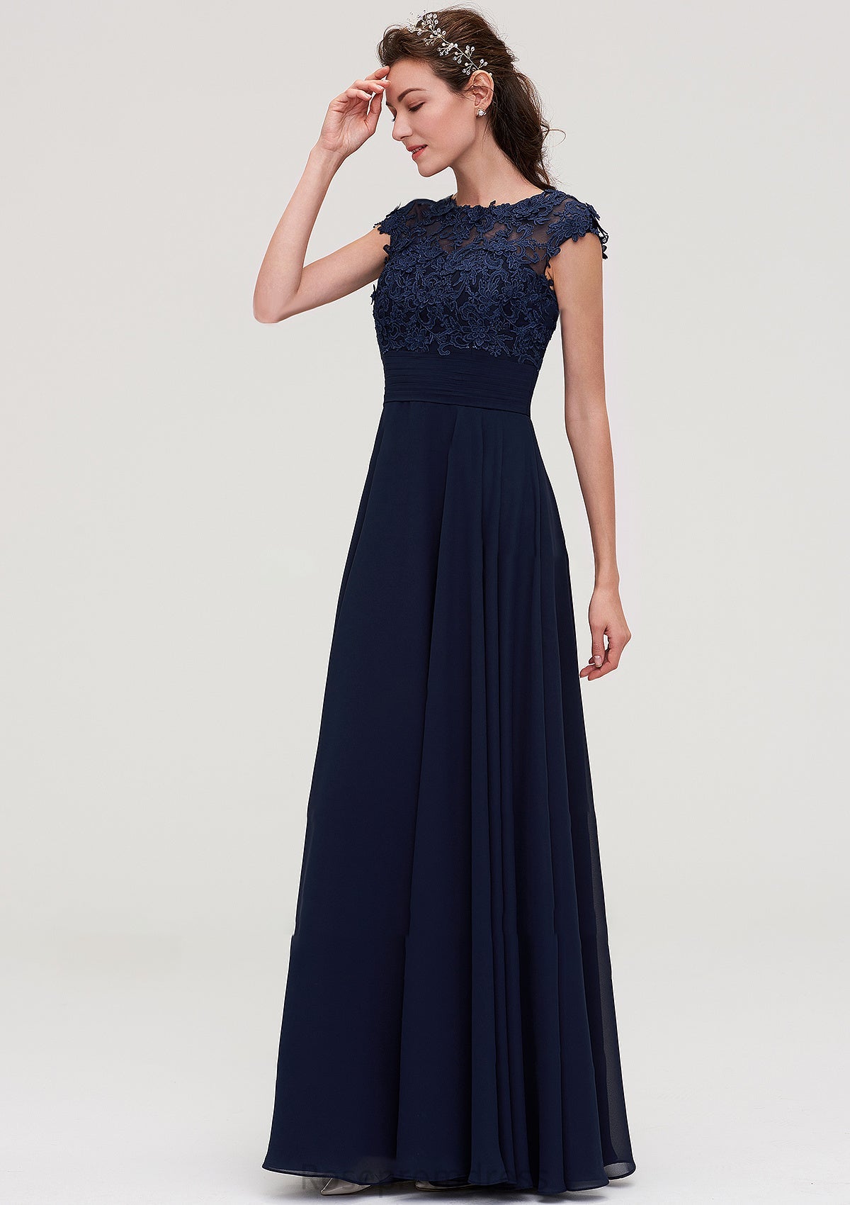 Sleeveless Chiffon A-line/Princess Long/Floor-Length Bridesmaid Dresseses With Appliqued Fatima SRSP0025455