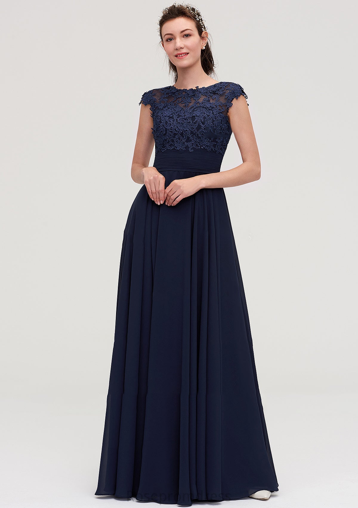 Sleeveless Chiffon A-line/Princess Long/Floor-Length Bridesmaid Dresseses With Appliqued Fatima SRSP0025455