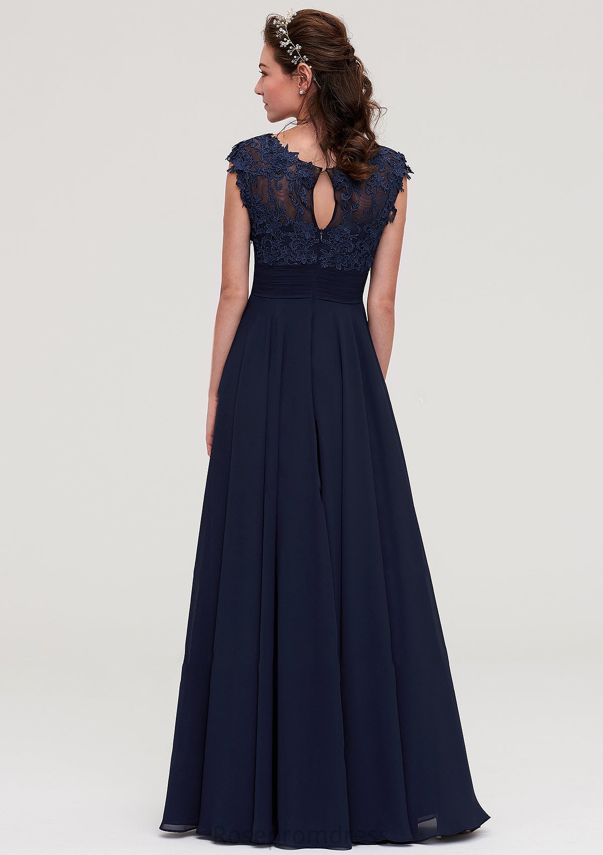 Sleeveless Chiffon A-line/Princess Long/Floor-Length Bridesmaid Dresseses With Appliqued Fatima SRSP0025455