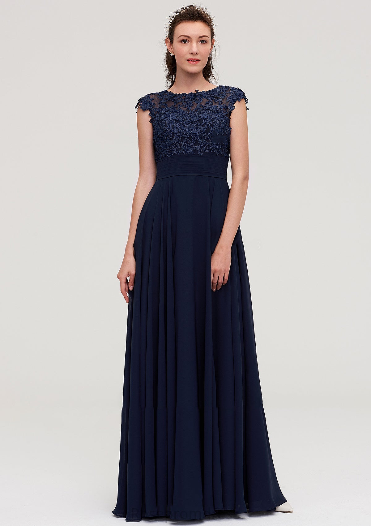 Sleeveless Chiffon A-line/Princess Long/Floor-Length Bridesmaid Dresseses With Appliqued Fatima SRSP0025455